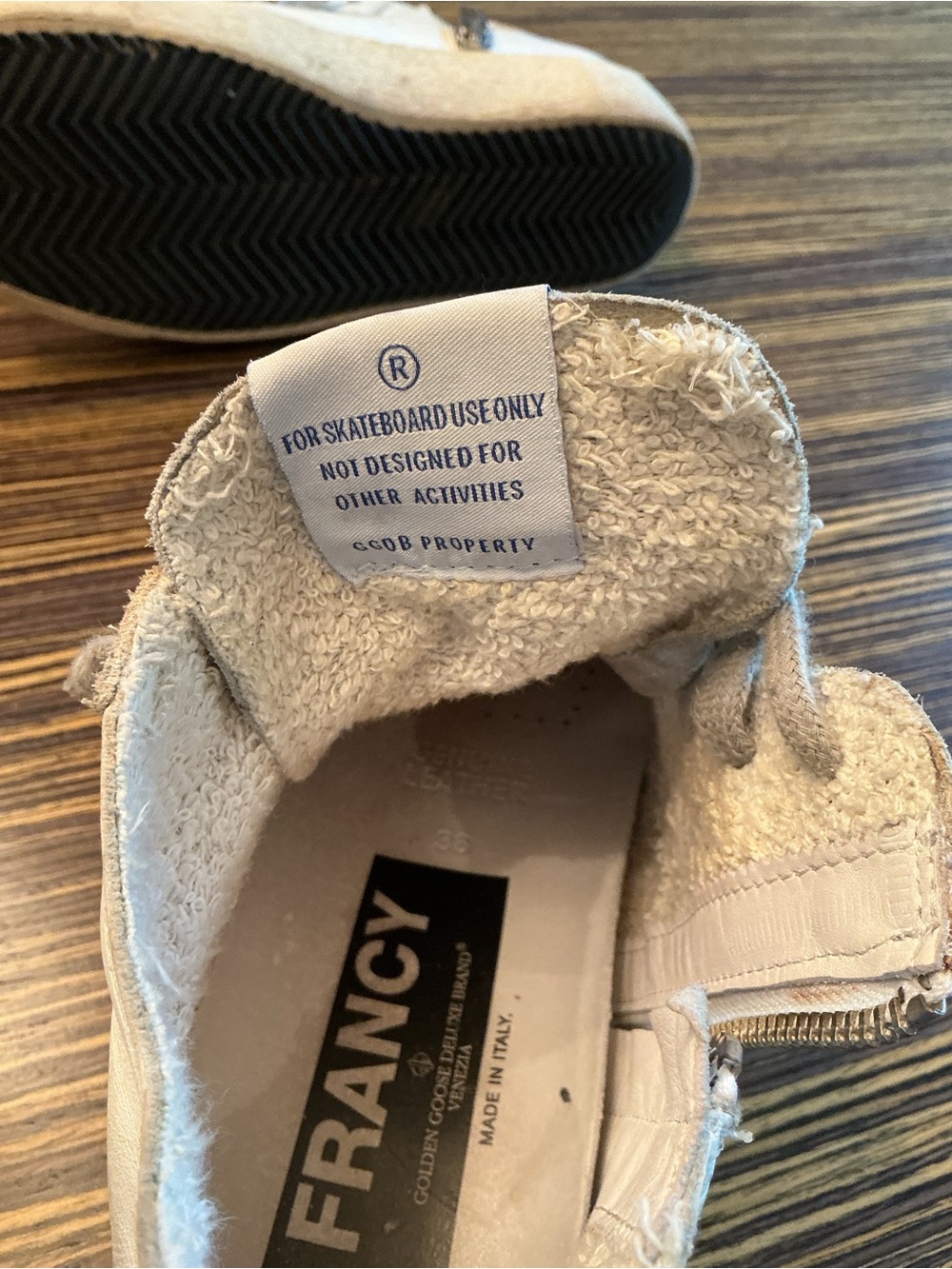 Golden Goose GGDB Francy White and Silver Star High-Top Sneakers Size 8 - Picture 7 of 9